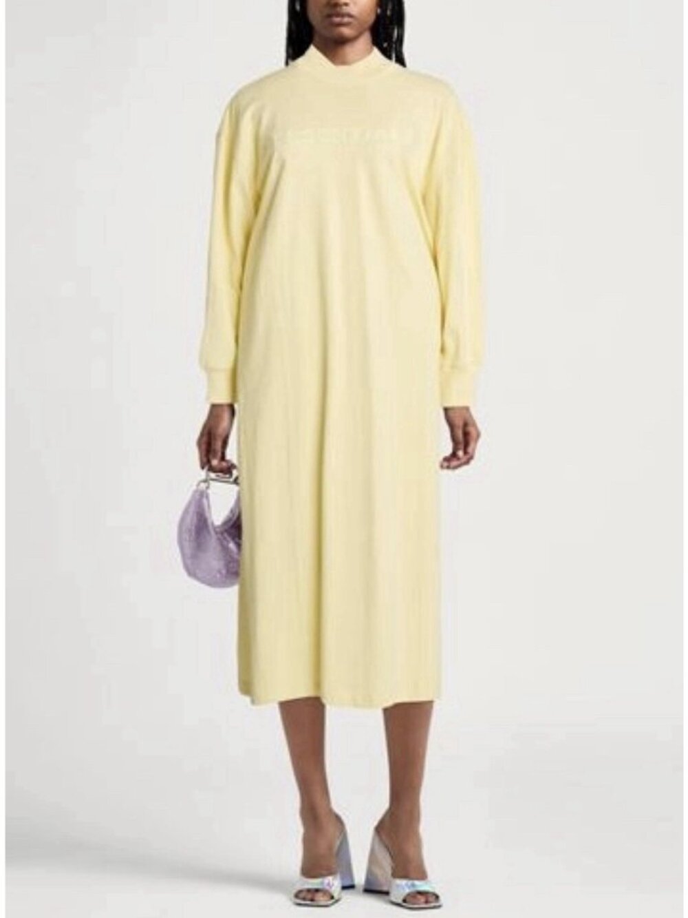 Fear of God ESSENTIALS t-shirt dress Yellow Long Sleeves . Mock Neck, Pockets